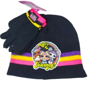 LOL Surprise! Girls Two Piece Knit Beanie Hat & Gloves One Size Fits Most